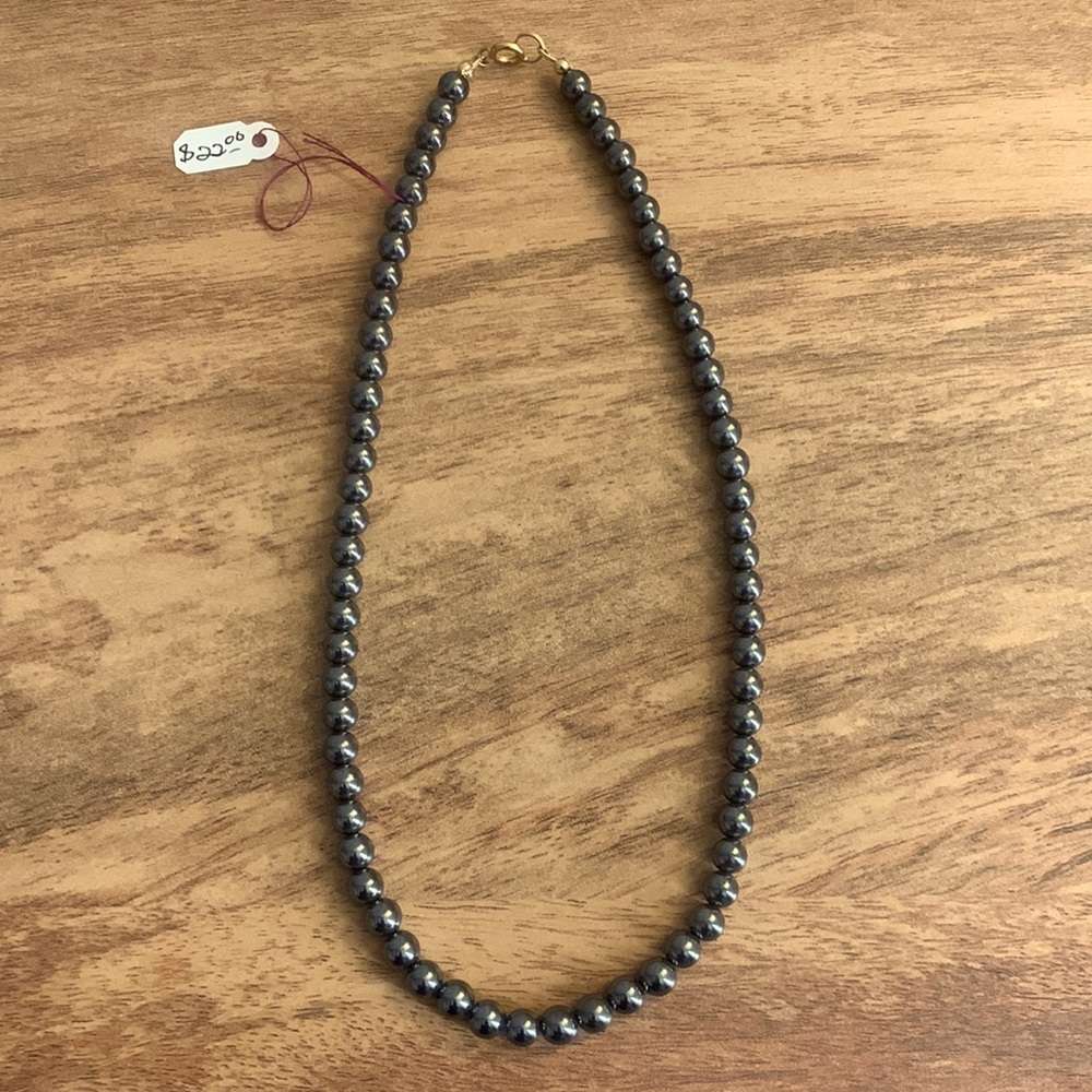 VINTAGE HEMATITE BEAD NECKLACE. ITEM# 51.